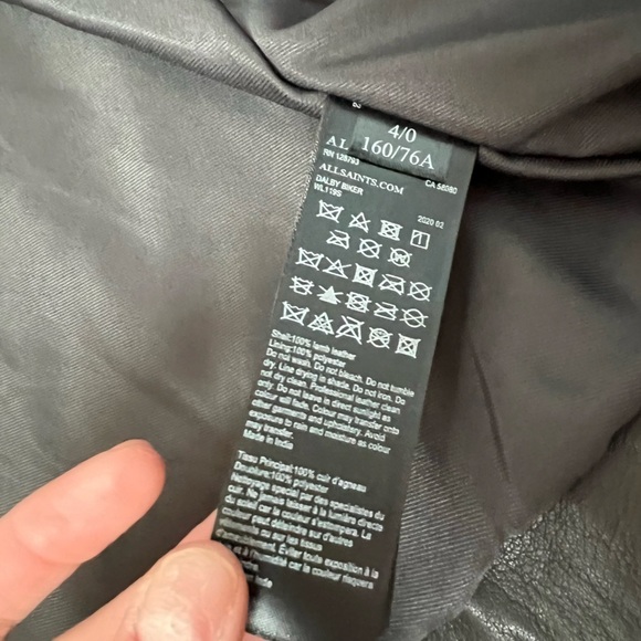AllSaints Dalby biker jacket anthracite grey US 0/UK4 new with tags - Picture 5 of 11